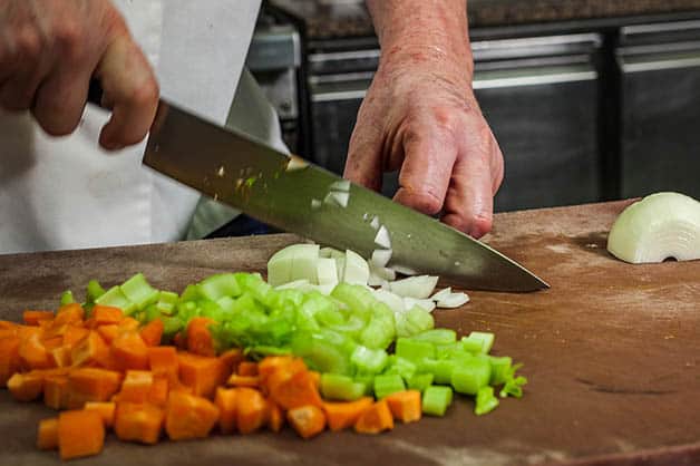 Dicing the vegetables