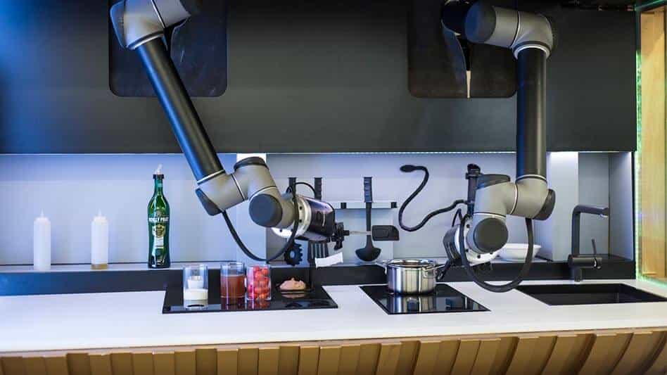 An image of the robotic kitchen by UK company, Moley