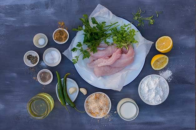 Image of the raw ingredients used in the flathead fillets recipe