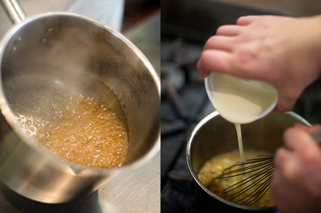The image shows the sugar being caramelised