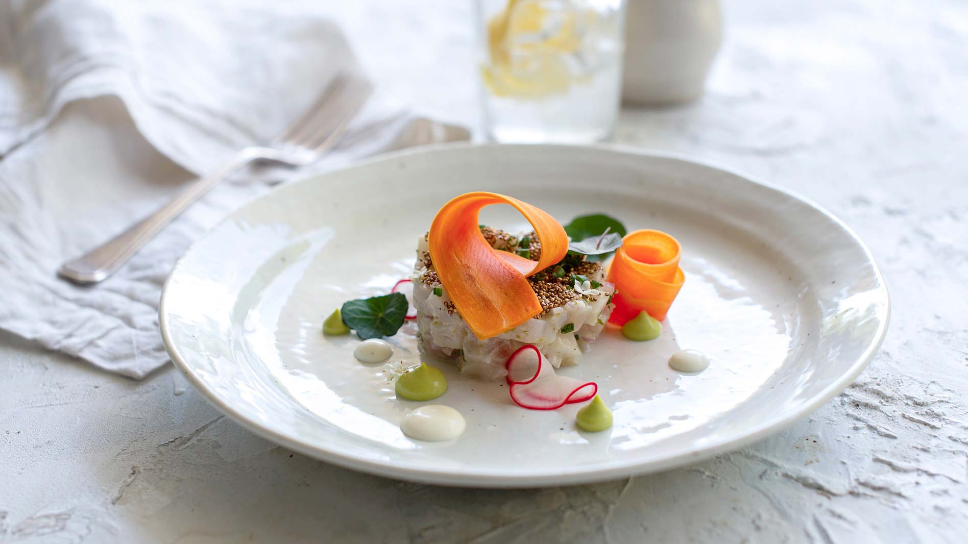 Kingfish ceviche with pickled vegetables