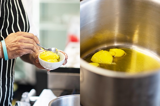 Melting the Ghee on the heat