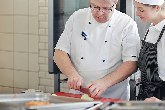 Chef is pictured using the tools