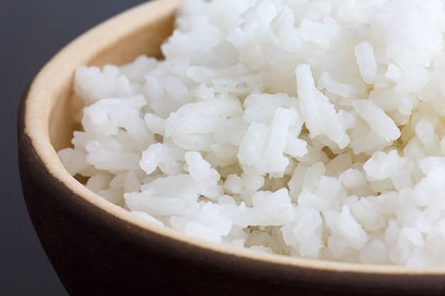 The image is of white cooked rice