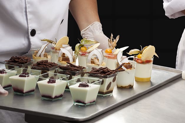Image shows mini desserts on a serving platter