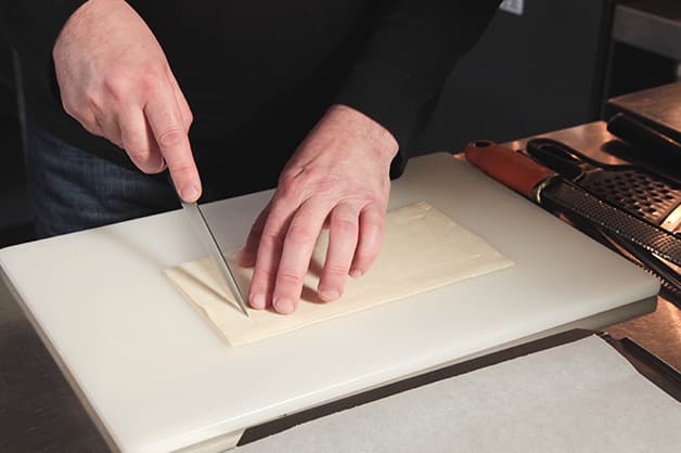 Chef is seen cutting the Pampas Puff Pastry