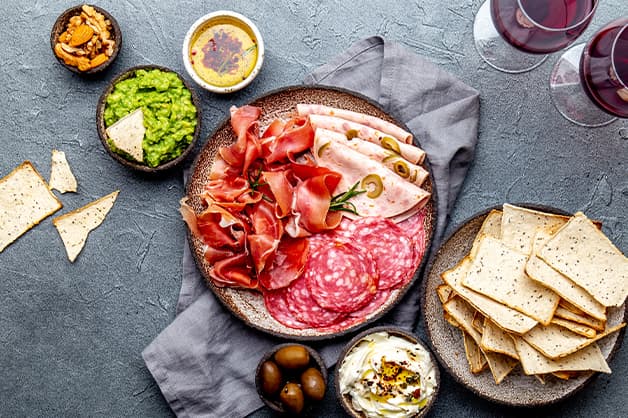 Image is of an antipasto platter