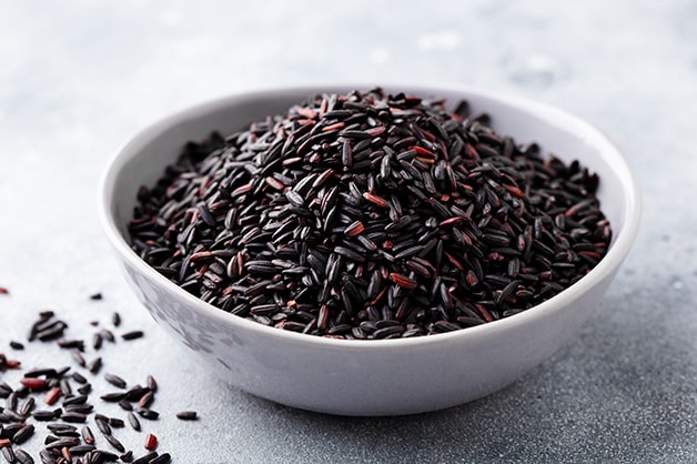 Wild rice in a bowl is pictured