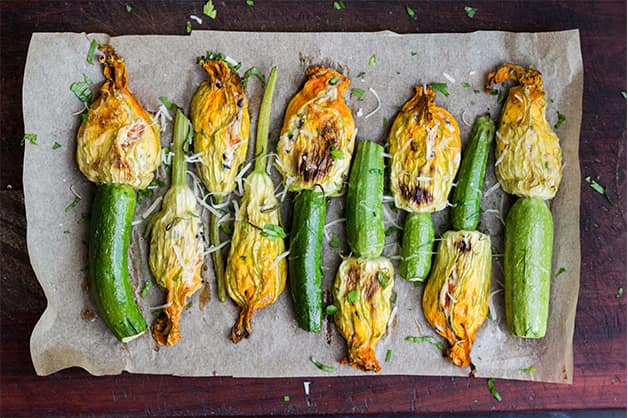 Image of Zucchini flowers stuffed with herbs and rice from Greece