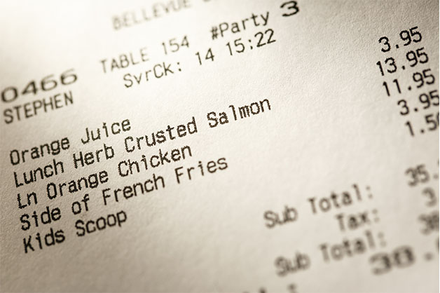 image of a restaurant bill 
